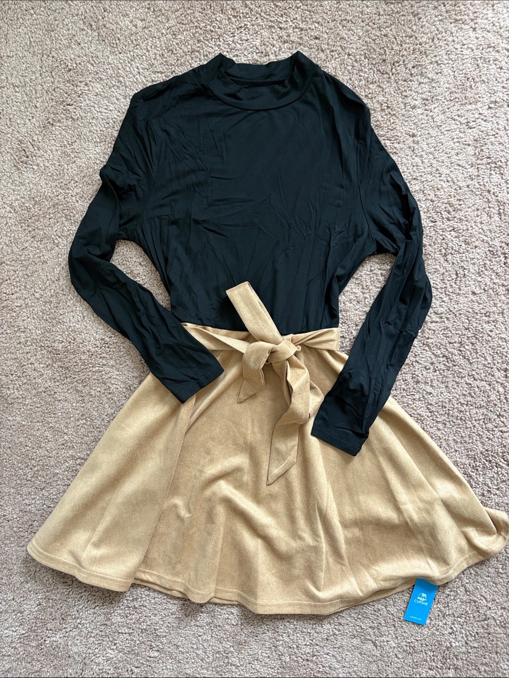 Cupshe Black Top Tie-Waist Dress